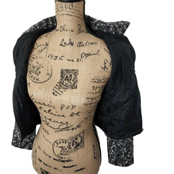 Claudie Pierlot Paris Womens Designer Wool Tweed Blazer Jacket Size 2 Black - Picture 6 of 12